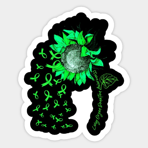 LIVING ORGAN DONATION AWARENESS Sunflower Green Ribbon Sticker by vamstudio